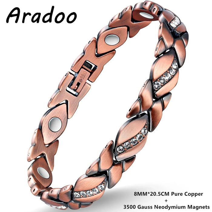 ARADOOPure Copper Bracelet for Women 99.99% Magnetic Therapy Jewelry, Vintage Style Gift for Her
