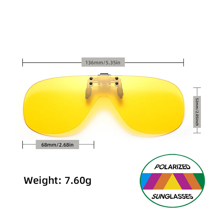 VIVIBEE Flip Up Clip On Night Vision Glasses Polarized Men Driving Yellow Sunglasses Women UV400 Fishing Universal Clips