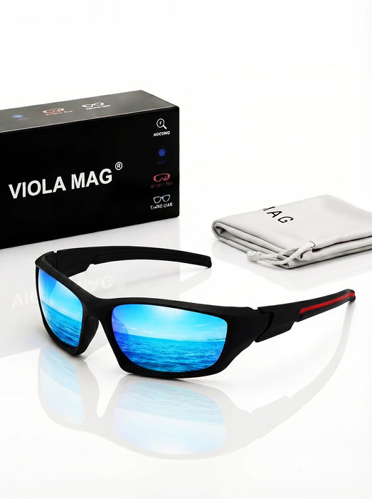 VIOLA MAG Premium  Sports Sunglasses, Ultra-Light TR90 Frame  Wrap Around Eyewear, Fashion Driving Fishing Shades with Luxury Ve
