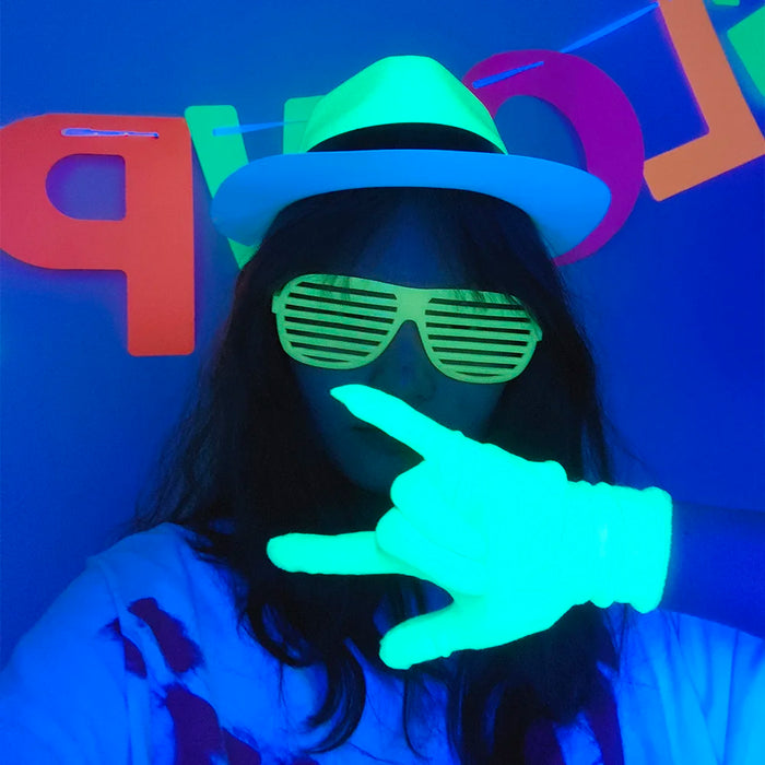 6 12 24 30 Pièces de fournitures de fête néon Chapeaux formels néon phosphorescents à la lumière UV Chapeau fluorescent Décorations de fête à lumière UV pour adultes