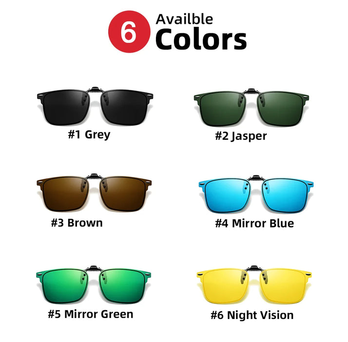 VIVIBEE Lunettes de soleil polarisées à clipser relevables et sans monture pour la conduite de nuit anti-éblouissement, avec verres de mode effet miroir vert