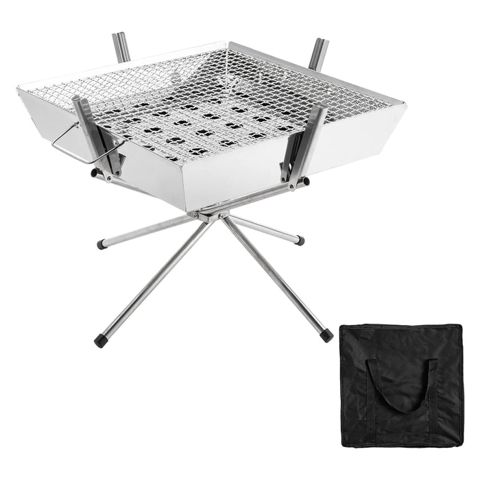 Goture 1pc Portable Stainless Steel Foldable BBQ Grill, 1-2 People Charcoal Stove for Camping Picnic & Outdoor