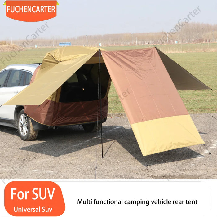 Outdoor Car Camping Tent Portable SUV Rear Trunk Tent 3-Sided Extended Tailgate Shade Shelter Vehicle Rear Waterproof Shelter