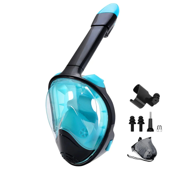 Full Face Snorkel Mask Snorkeling Swimming Diving Mask with Detachable Camera Mount Wide View Anti-Fog Anti-Leak for Adult Youth