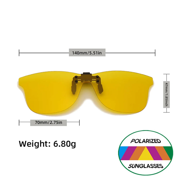 VIVIBEE Flip Up Clip On Night Vision Glasses Polarized Men Driving Yellow Sunglasses Women UV400 Fishing Universal Clips