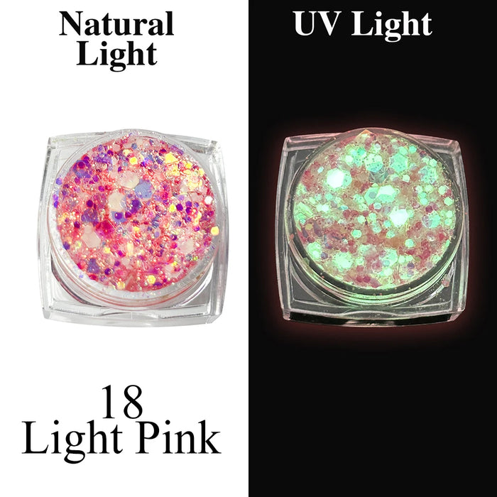 Luminous Glitter Gel Face Body Art Makeup UV Glow in The Dark Waterproof Long Lasting for Party Rave Festival Cosmetic Tool