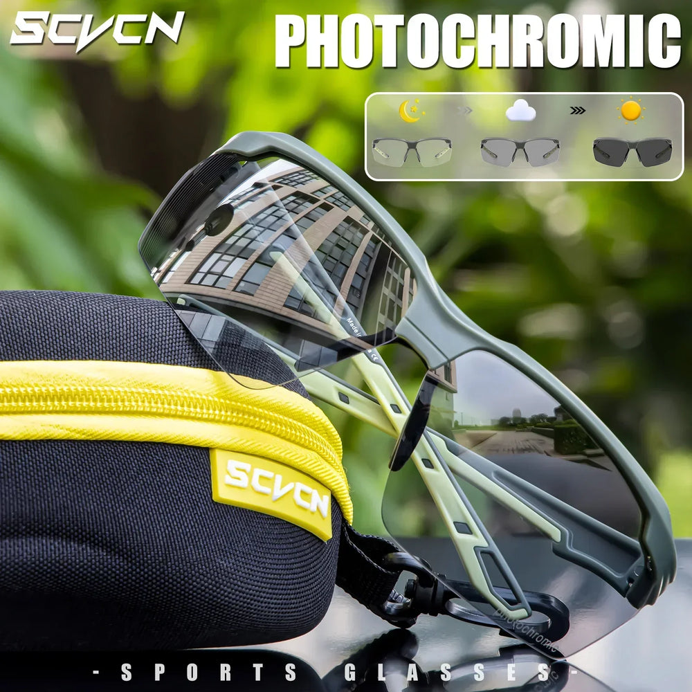 SCVCN Men Hiking Bicycle Photochromic Sunglasses Cycling Glasses Women Sports UV400 Mtb Driving Bike Glasses Outdoor Climbing