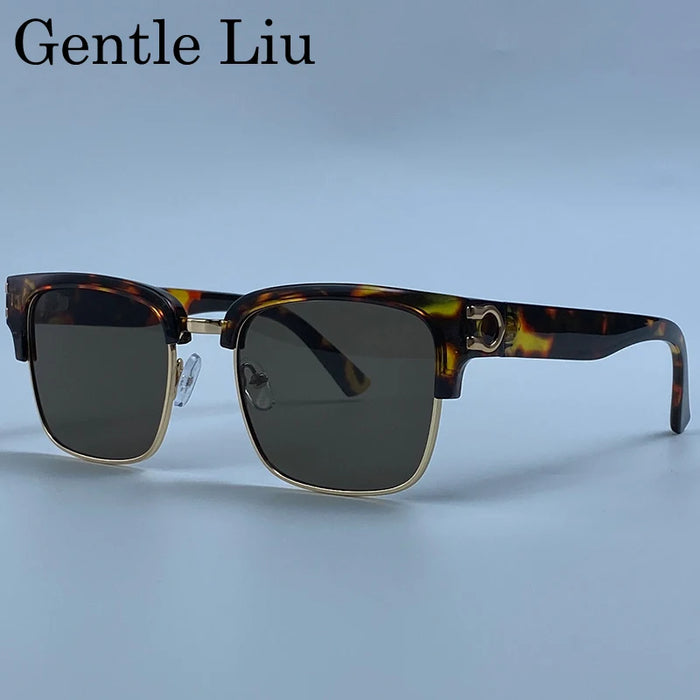 Gafas de sol fotocromáticas cuadradas vintage para hombre, de lujo, de diseñador, montura negra dorada, gafas de sol retro para conducir, Oculos De Sol 2026