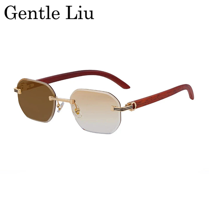 Vintage Square Rimless Sunglasses Men 2026 Luxury Brand Trendy Frameless Punk UV400 Eyewear Anti Blue Light Prescription Glasses