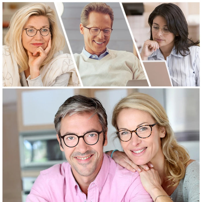 Round Reading Glasses Women Readers Eyeglasses Classic Frame Flexble Plastic Spring Hinge Lightweight Wear with Diopter +1.0~4.0