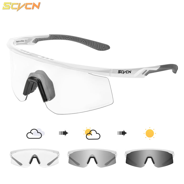 SCVCN Outdoor Photochromic Sunglasses Men Women Bicycl Cycling Glasses Sports MTB Driving Bike Eyewear Hiking UV400 Goggles New