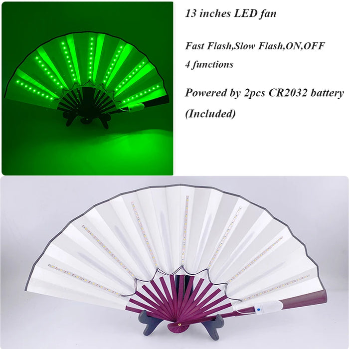 Luminous Folding LED Fan Dancing Light Fan Flashing For Night Music Show Rave Festival Accessories Glowing In The Dark Party