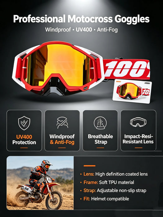 Gafas todoterreno, gafas de motocross, gafas de sol para motocicleta, máscara de MTB ATV, protección a prueba de viento, gafas de esquí, ciclismo, carreras