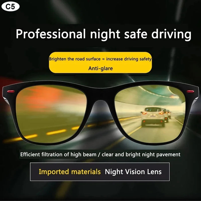 Lunettes de Vision Nocturne Cadre PC Lunettes de Soleil Polarisées Homme Sport Extérieur Lunettes de Soleil Jour Nuit Lunettes de Conduite Lunettes de Nuit