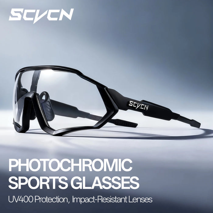 SCVCN Photochromic Cycling Sunglasses Outdoor Sports Running Drving Glasses Road MTB Bicycle Goggles  UV400 Safety Bike Eyewear