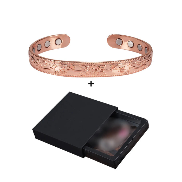 Solid Copper Bracelets for Women Adjustable Cuff Flower Copper Magnetic Bracelet Arthritis Benefit Health Energy Bracelet Female