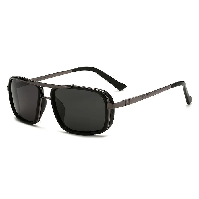 Metal Double Beam Box Retro Sunglasses for Men and Women, Unisex Business Driving, Casual Decoration