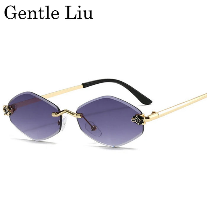 Gafas de sol hexagonales sin montura a la moda para mujer 2026, de marca de lujo, estilo Y2K Punk, sexy, para viajar, lentes de sol para mujer, gafas sin montura de rombos