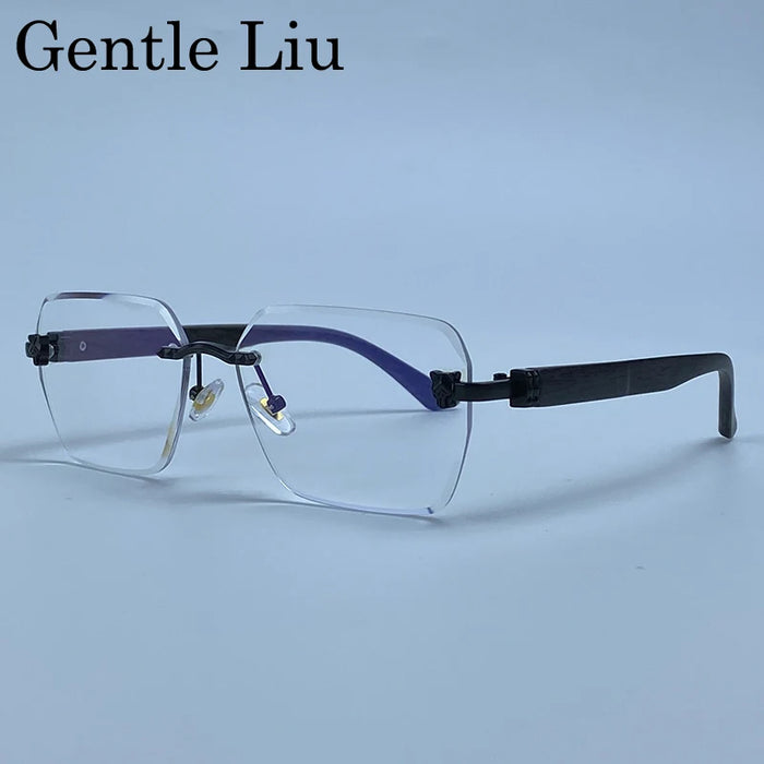 Rimless Square Men Sunglasses 2026 Luxury Polygon Photochromic Sun Glasses Male Driving Shades Punk Cut Lenses Frameless Eyewear