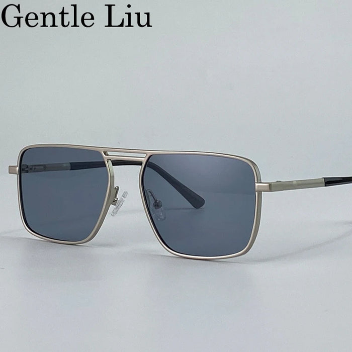 Gafas de sol punk cuadradas de gran tamaño para hombre 2026, marca de lujo, retro, doble puente, gafas de sol para hombre, estilo Steampunk, para conducir, protección UV400