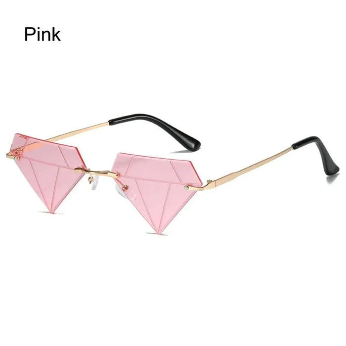 Triangle Diamond Shaped Sunglasses for Women Men Vintage Clear Ocean Gradient Glasses Rimless Polygon Sun Glasses