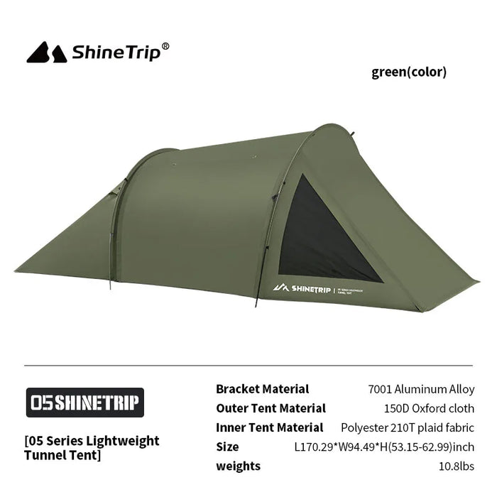 ShineTrip Lightweight 2-Person Tunnel Tent Oxford Cloth Waterproof Sunscreen Portable Outdoor Travel Camping Tent