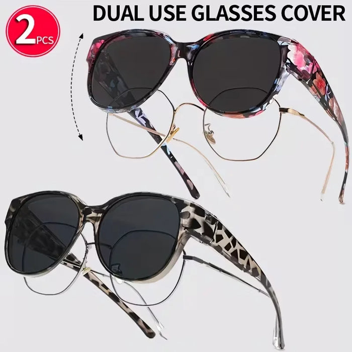 Lot de 2 lunettes à grande monture tendance, convenant aux hommes et aux femmes pour la décoration extérieure