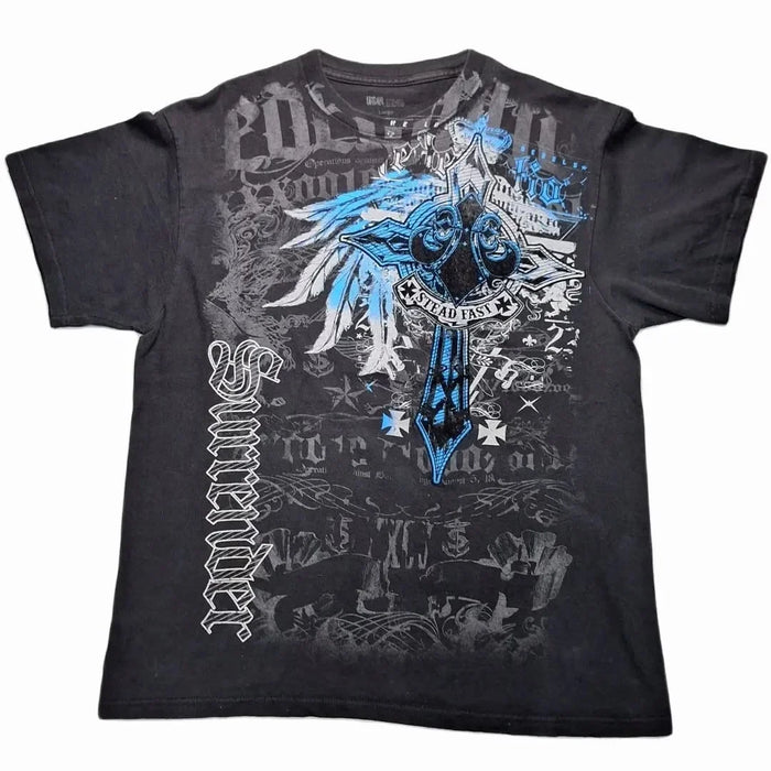 MMA ELITE Cross Skull Print Green Y2K T Shirt Men Loose Fit Streetwear Graphic Tee Oversized Glow Dark Party Ins Popularity Tops