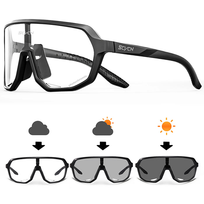 Scvcn Cycling Glasses Photochromic Sunglasses for Men Sun Mountain Bike Road Bicycle Eyewear Cycle Goggles Sports UV400 MTB