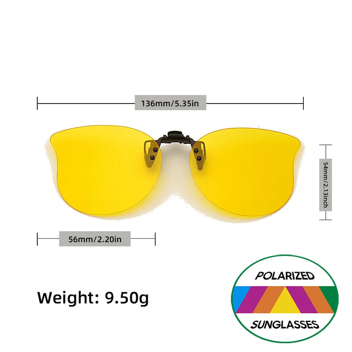 VIVIBEE Flip Up Clip On Night Vision Glasses Polarized Men Driving Yellow Sunglasses Women UV400 Fishing Universal Clips