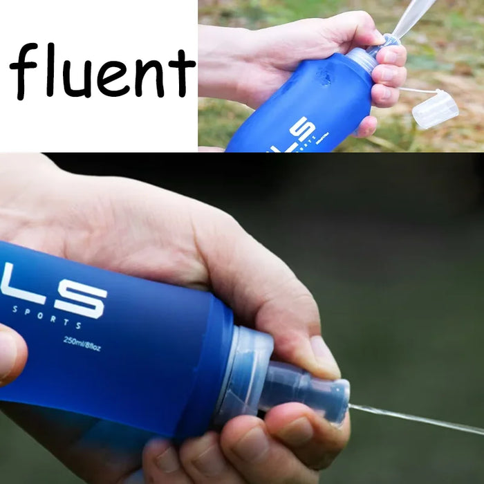 WRELS Botella de agua blanda para camping, deportes, bolsa plegable, cantimplora para correr al aire libre, mochila de hidratación, cintura, bicicleta, sin BPA