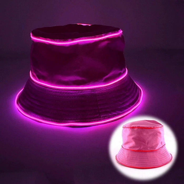 Solid Color Style Beach LED Cap Luminous Fisherman Hat El Wire Bucket Hats Glow In The Dark For Club Rave Party Wedding Props