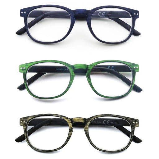 MODFANS Gafas de lectura con aspecto de madera para hombres y mujeres, montura de gafas de sol redondas de lectura, bisagra de resorte vintage con dioptrías de +0,5 a +5,0