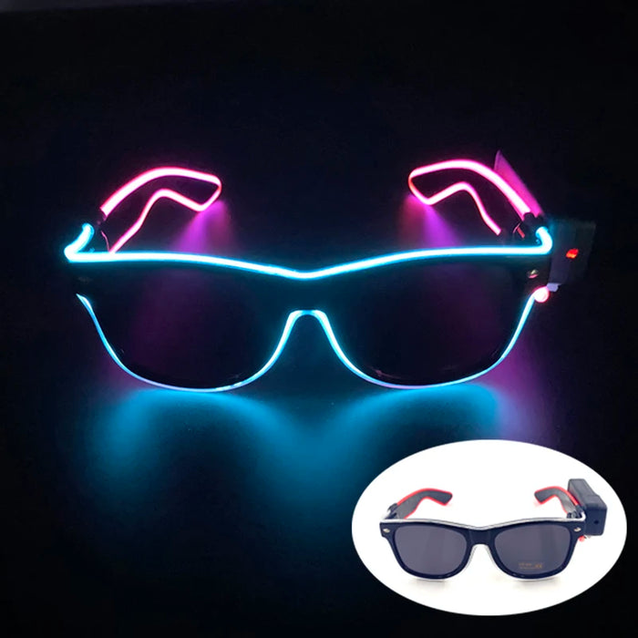 Nouvelles lunettes lumineuses LED sans fil pour festival, rave, soirée, lunettes de soleil mosaïque lumineuses néon, lunettes de club disco
