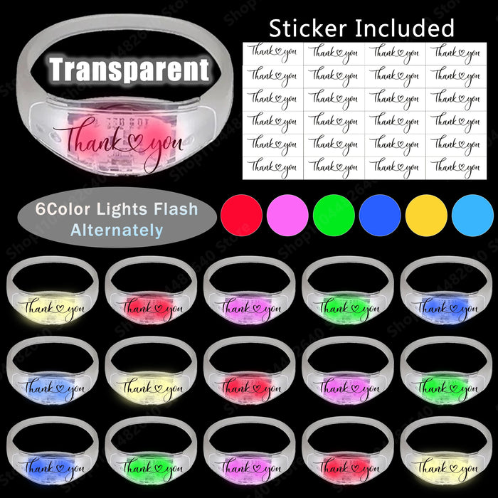 20-200Pcs Music & Sound Activated Led Bracelet for Wedding Glow Bracelet Light Up Bracelet Birthday Glow in The Dark Party Favor