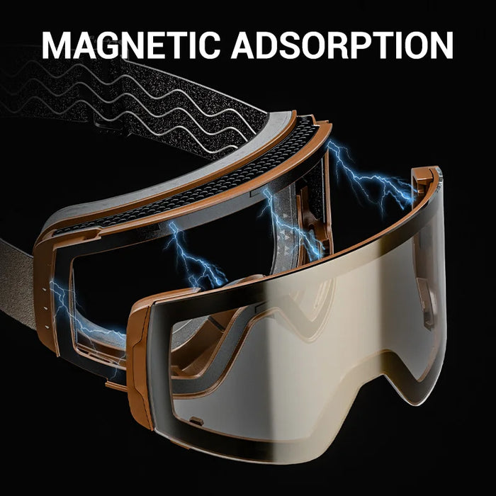 KAPVOE Magnetic Snow Goggles Double Layer Anti-Fog UV Protection for Skiing Snowboarding High-definition Clarity Unisex Skiing