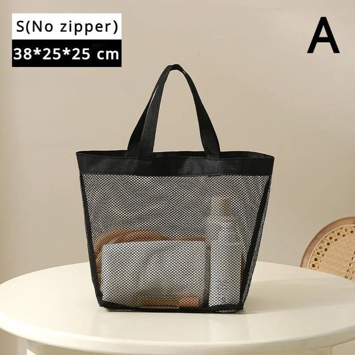 Bolsa de almacenamiento portátil de malla, organizador de ducha colgante para artículos de tocador y baño. Gran capacidad para playa, piscina, gimnasio y viajes.