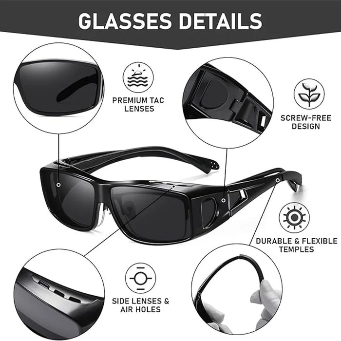 Gafas de sol para usar sobre lentes para mujer y hombre, diseño elegante, polarizadas, protección UV