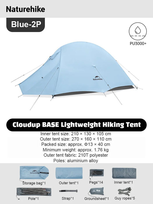 Naturehike CloudUp Base Tent 1/2 Person Ultralight Trekking Tent Outdoor Camping Hiking Portable Pink/Blue Color Tents 2026 New