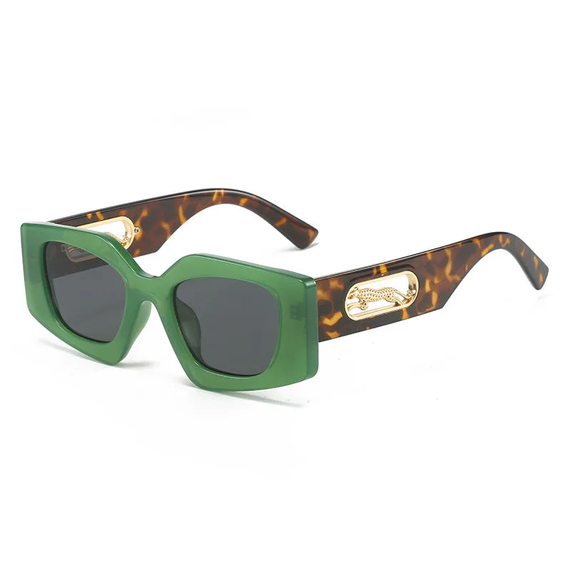 Nouvelles lunettes de soleil œil de chat femmes hommes verres dégradés carrés monture PC décor léopard marque designer lunettes de soleil UV400