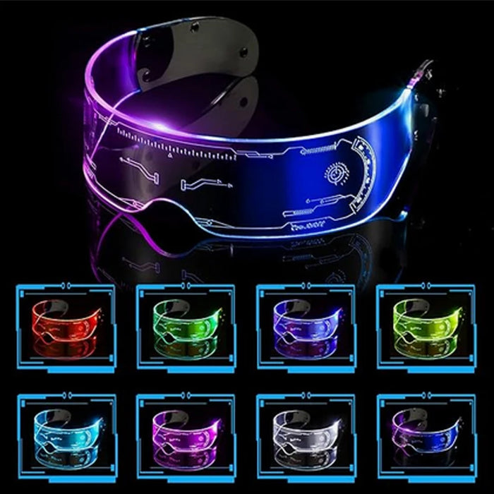 Cyberpunk LED Light Up Glasses Futuristic Luminous Unisex Eyewear Cool Glowing Glasses For Cosplay Bar Rave Club Halloween Party