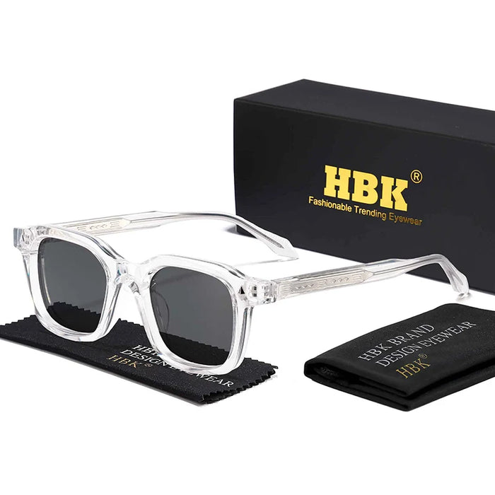 HBK Elegant Square Men's Sunglasses Fashion Frame Vintage Temple Tips Women's Travel Business Party Gift Glasses UV400