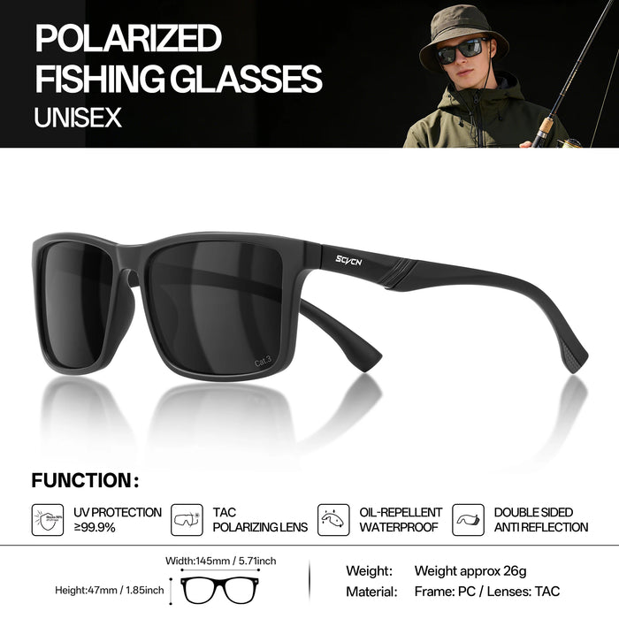 SCVCN Sea Fishing Beach Glasses Women Fishing Polarized Sunglasses Outdoor Sport Windproof Eyewear Cycling Road Bike UV400 Men