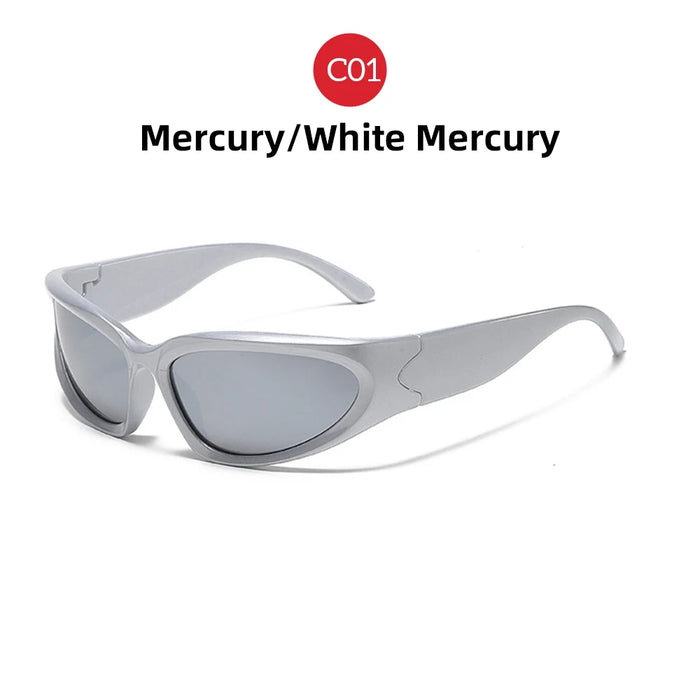 VIVIBEE Y2K Sunglasses Women Steampunk Mirror White Sports Mne Goggles UV400 Punk Sun Glasses 2026 Trending Product