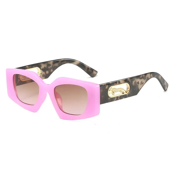 Nouvelles lunettes de soleil œil de chat femmes hommes verres dégradés carrés monture PC décor léopard marque designer lunettes de soleil UV400