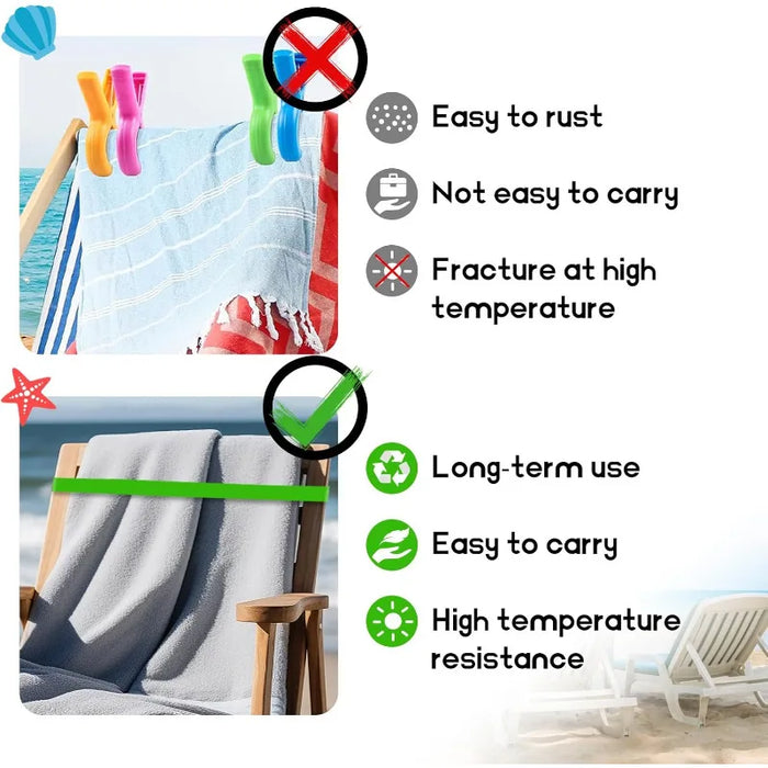 2Pcs Towel Bands, Beach Pool & Cruise Chairs, Cruise Ship & Beach Essentials, Great Alternative to Beach Towel Clips