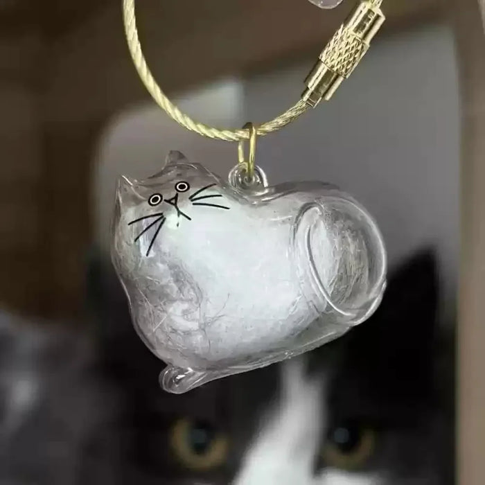 Transparent Dog Fur Storage Pendant Handmade Design DIY Backpack Accessories Portable Souvenirs Keychain Fur Storage Capsule