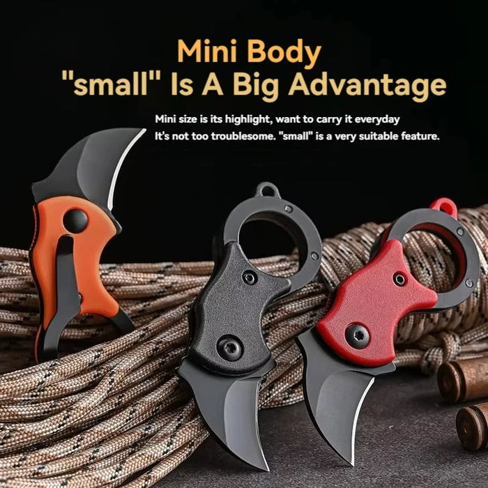 1 unidad NUEVO Mini Cuchillo Llavero Acero Inoxidable Camping Pequeño Cuchillo Mini Portátil Pelador Hoja Fija Multiherramienta EDC con Ca