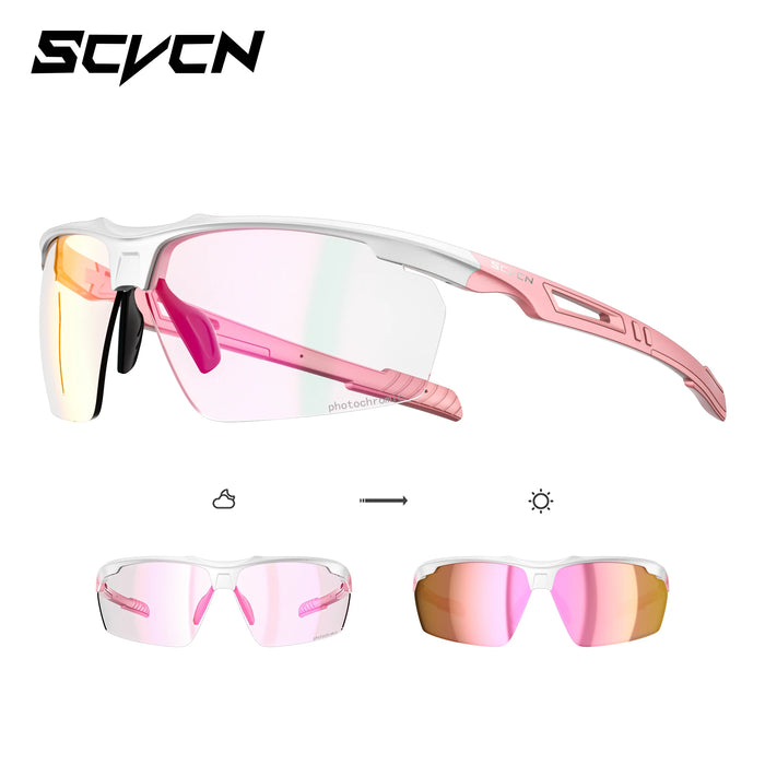 SCVCN Photochromic Cycling Glasses Men UV400 Bicycle Glasses MTB Outdoor Sports Cycling Sunglasses Road Bike Glasses Eyewear