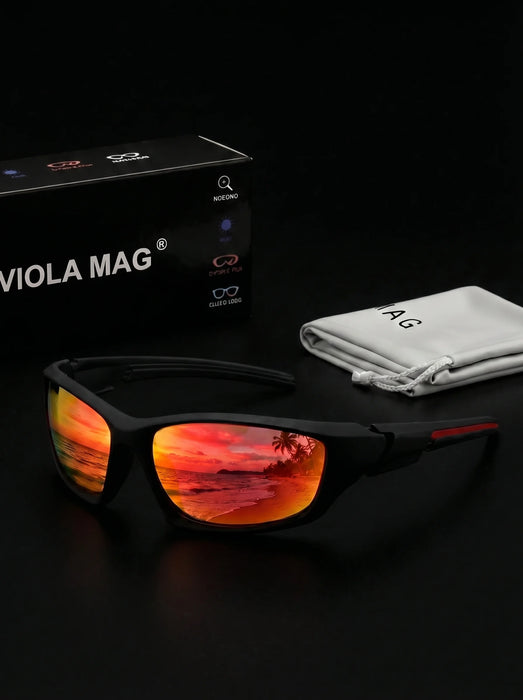 VIOLA MAG Premium  Sports Sunglasses, Ultra-Light TR90 Frame  Wrap Around Eyewear, Fashion Driving Fishing Shades with Luxury Ve